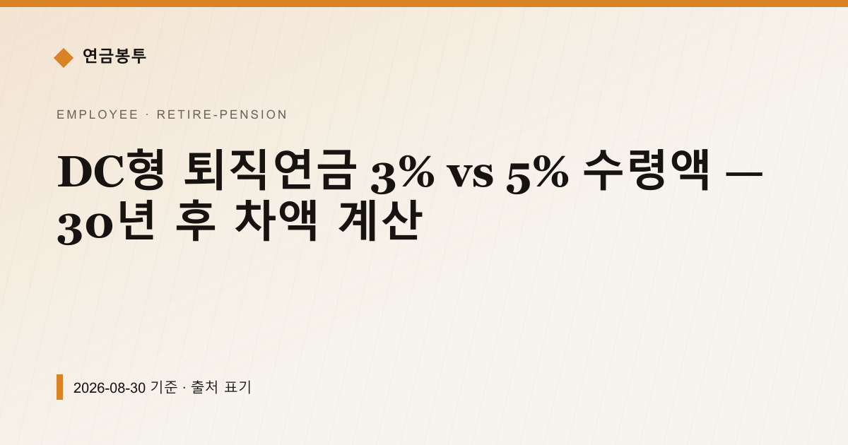 DC형 퇴직연금 3% vs 5% 수령액 — 30년 후 차액 계산 — 퇴직연금·IRP 안내 이미지